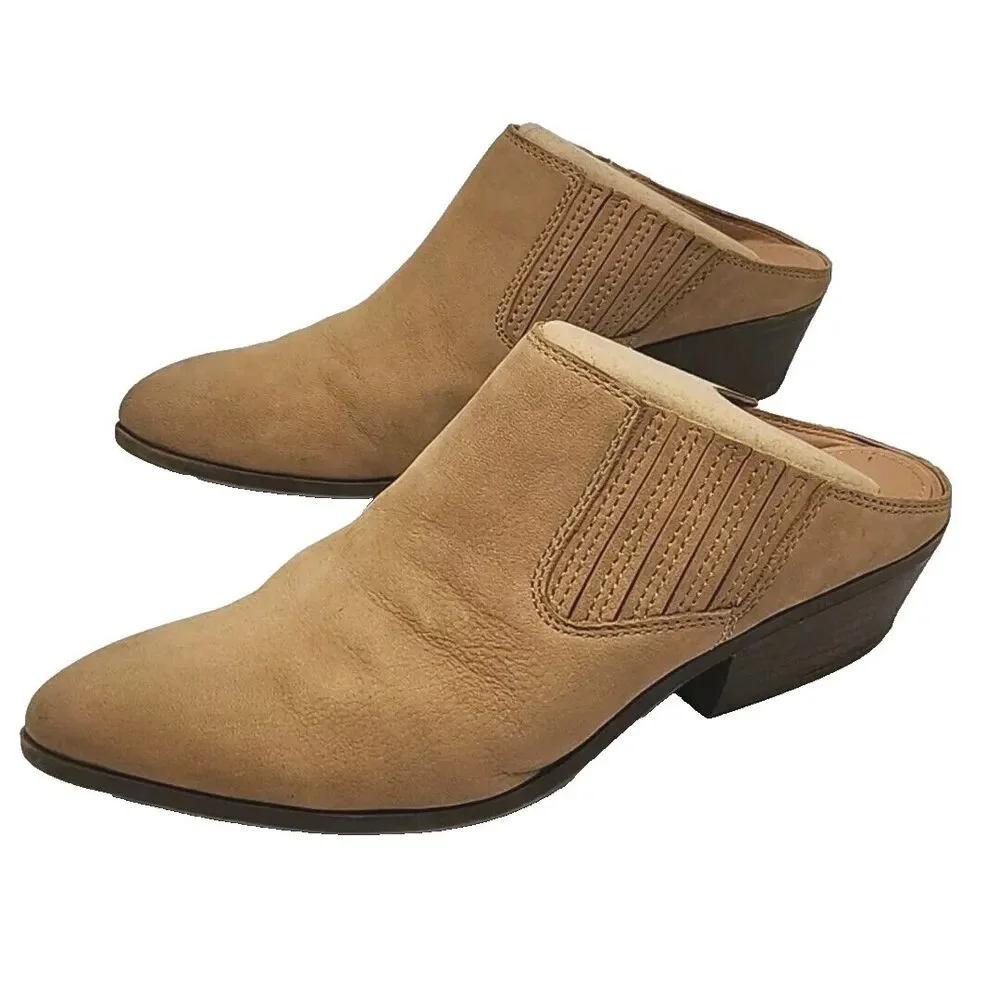 Frye Shoe Bootie Women 9.5 Brown Suede Leather Mule Slip On 2